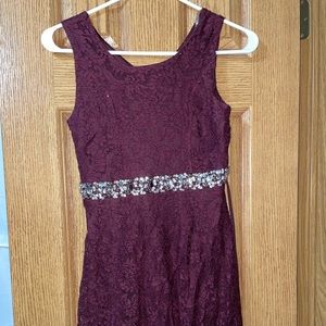 Kids Size 14 Maroon Speechless Lace Fit and Flare Mini Dress